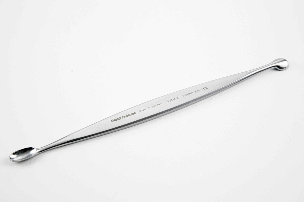 Medicon, skarpske, Volkmann, oval/rund, dobbelt, fig. 1/1, 16 cm