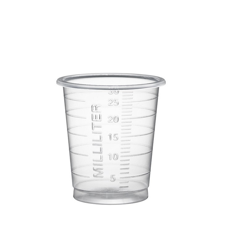 Eco, medicinbæger med graduering, klar, PP, 30 ml