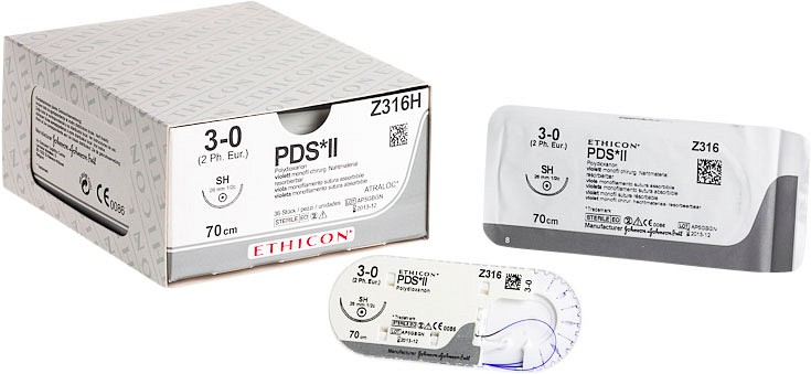 Ethicon PDS II, sutur, violet, 70 cm, CP-2 nål, 26 mm, steril, 2-0