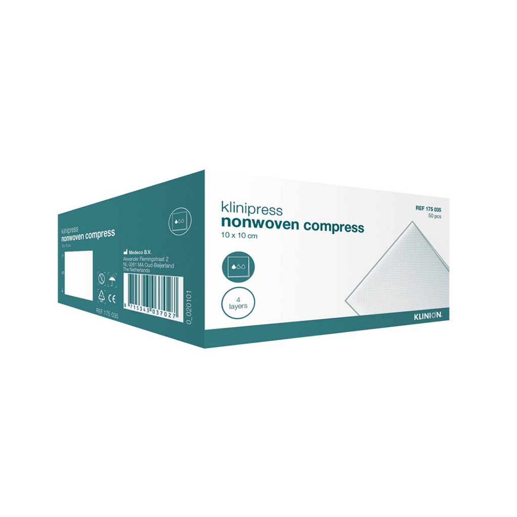 Klinion, non woven kompres, 4 lag, usteril, 10 cm x 10 cm