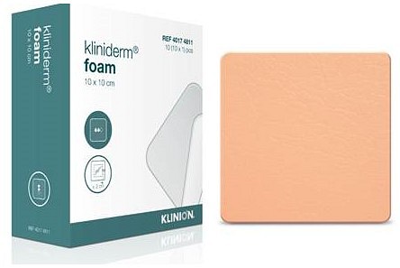 Kliniderm Foam, skumbandage uden klæb, steril , 10 cm x 10 cm