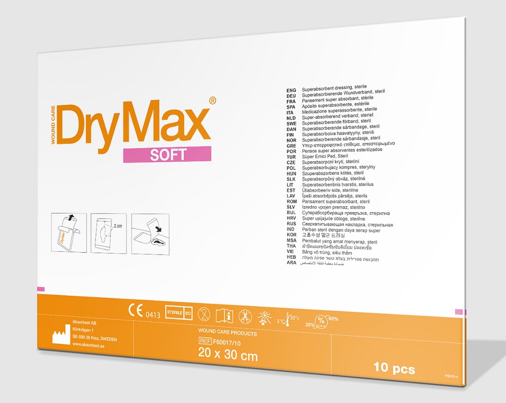 DryMax Soft, højabsorberende polymerkompres, steril, 20 cm x 30 cm