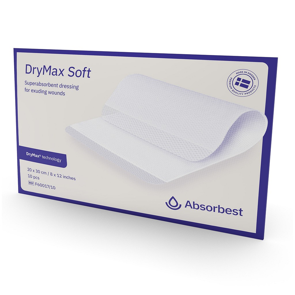 DryMax Soft, højabsorberende polymerkompres, steril, 20 cm x 30 cm