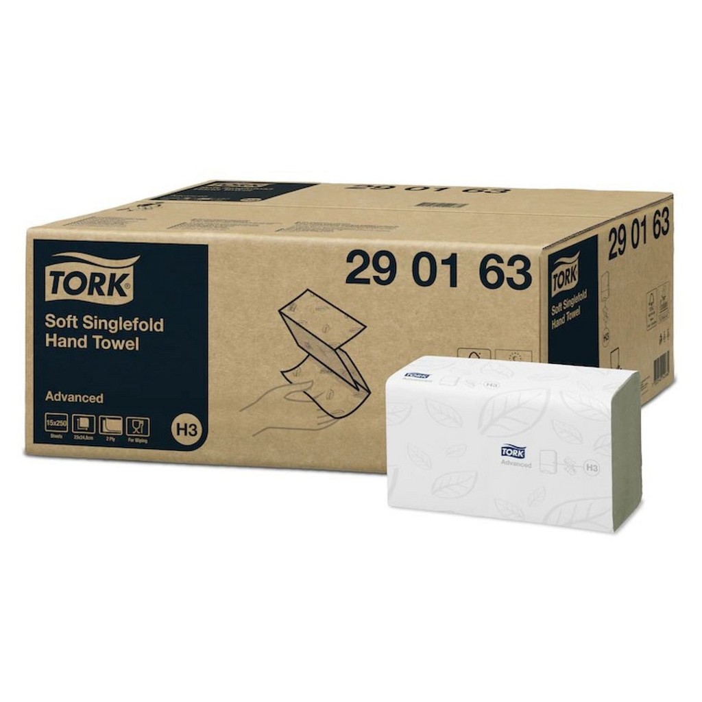 Tork Advanced, 2-lags håndklædeark, H3, V-fold, classic, 23 cm x 24,8 cm