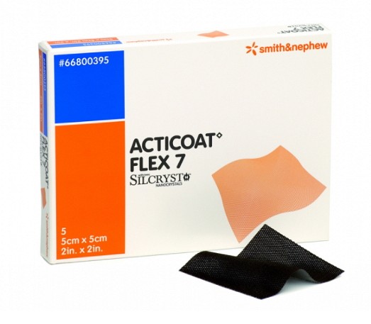 Acticoat Flex 7, sårkontaktlag med sølv, steril, 5 cm x 5 cm