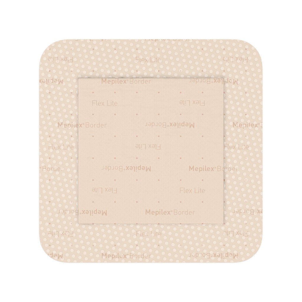 Mepilex Border Flex Lite, fleksibel skumbandage m/border og silikone, steril, 7,5 cm x 7,5 cm
