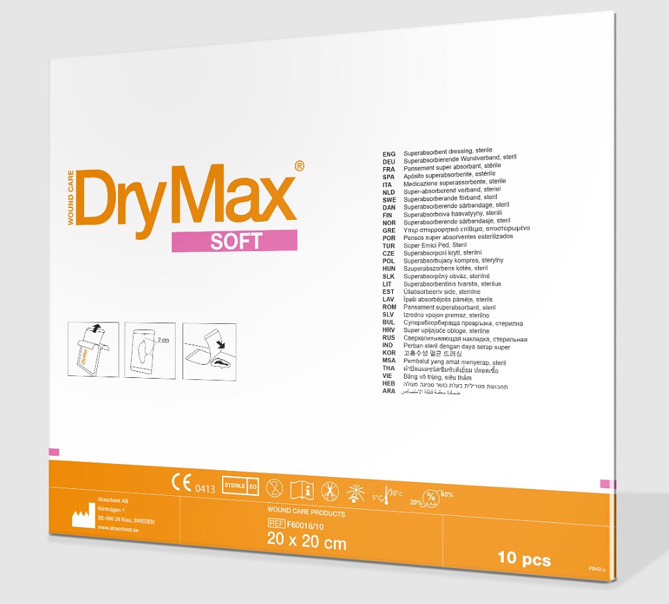 DryMax Soft, højabsorberende polymerkompres, steril, 20 cm x 20 cm