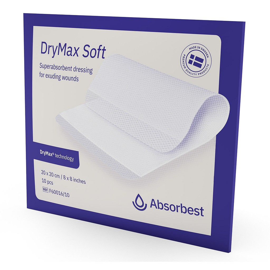 DryMax Soft, højabsorberende polymerkompres, steril, 20 cm x 20 cm