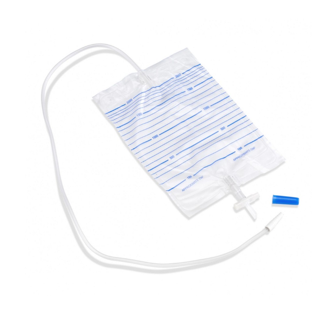 Curion, urinpose, 90 cm slange krydsaftap/FF, DEHP-fri, 2000 ml