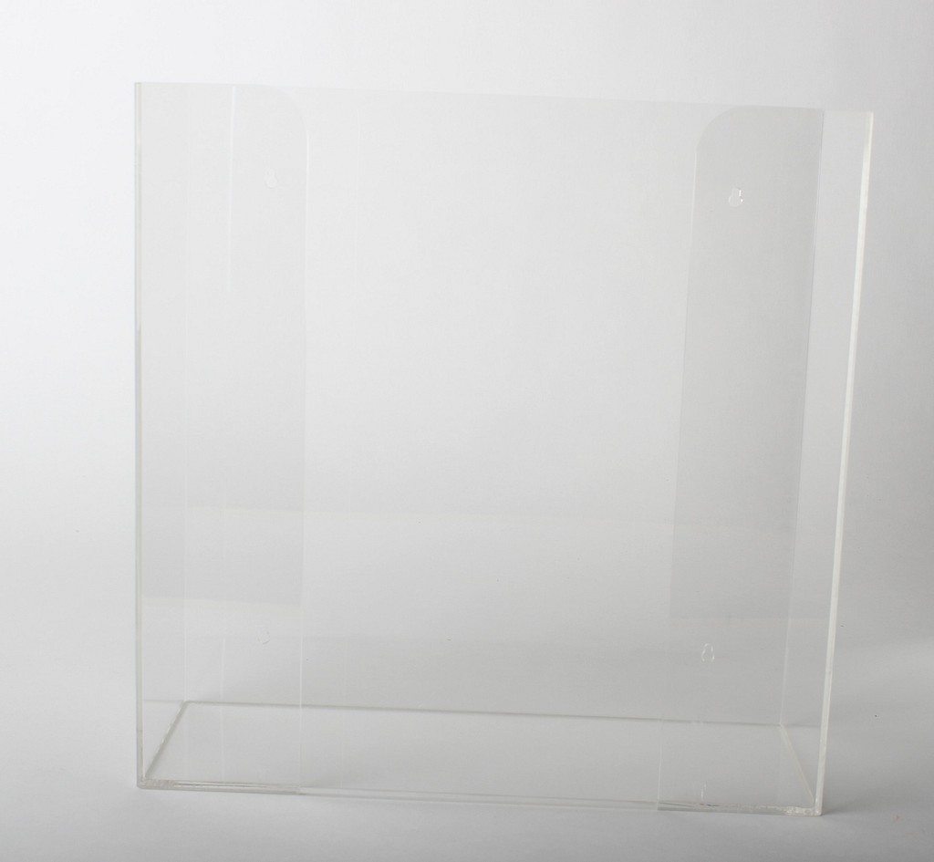 Vægholder, transparant akrylat til 2 æske handsker, 27 x 8 x 27 cm