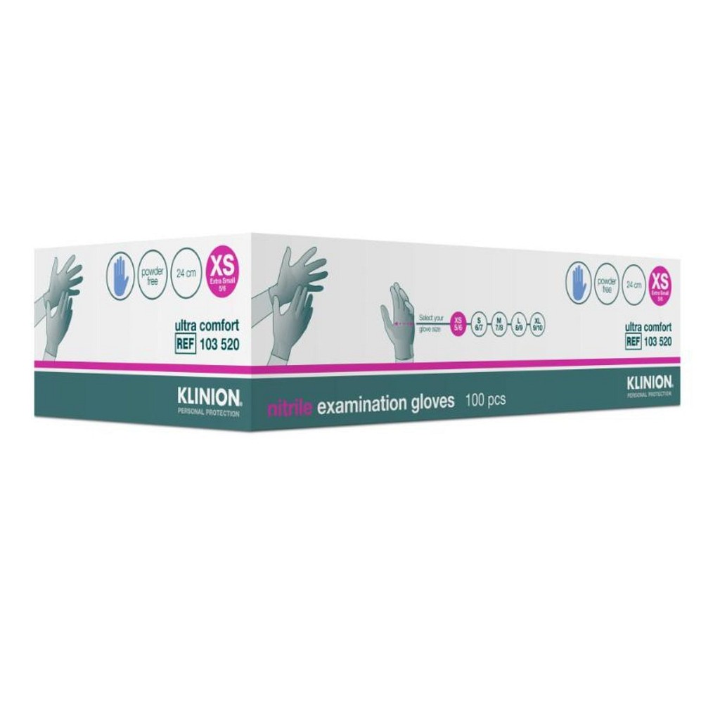 Klinion Protection Ultra Comfort, nitrilhandske, blå, PF, x-small