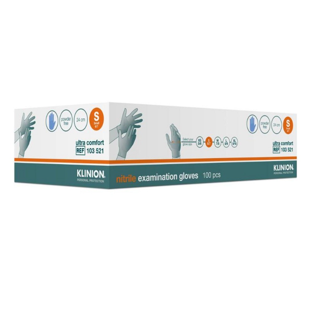 Klinion Protection Ultra Comfort, nitrilhandske, blå, PF, small