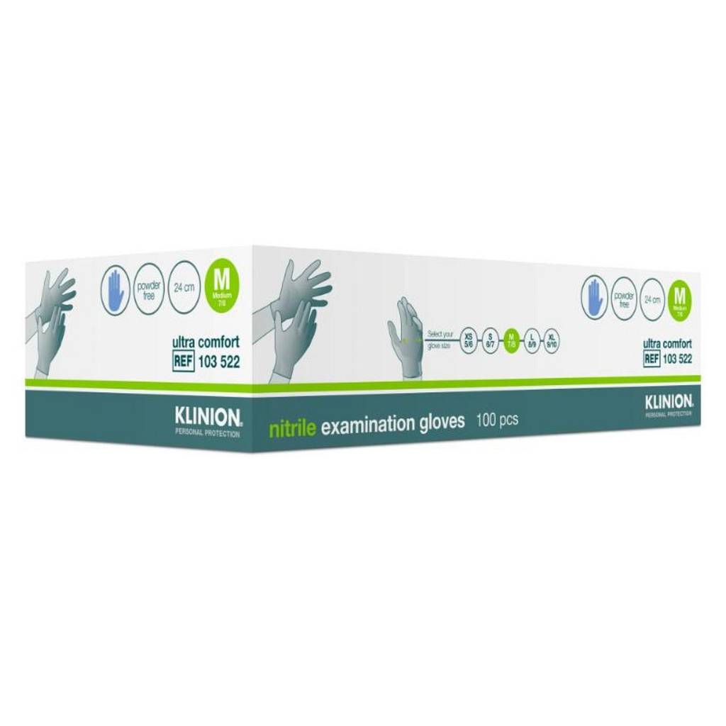 Klinion Protection Ultra Comfort, nitrilhandske, blå, PF, medium