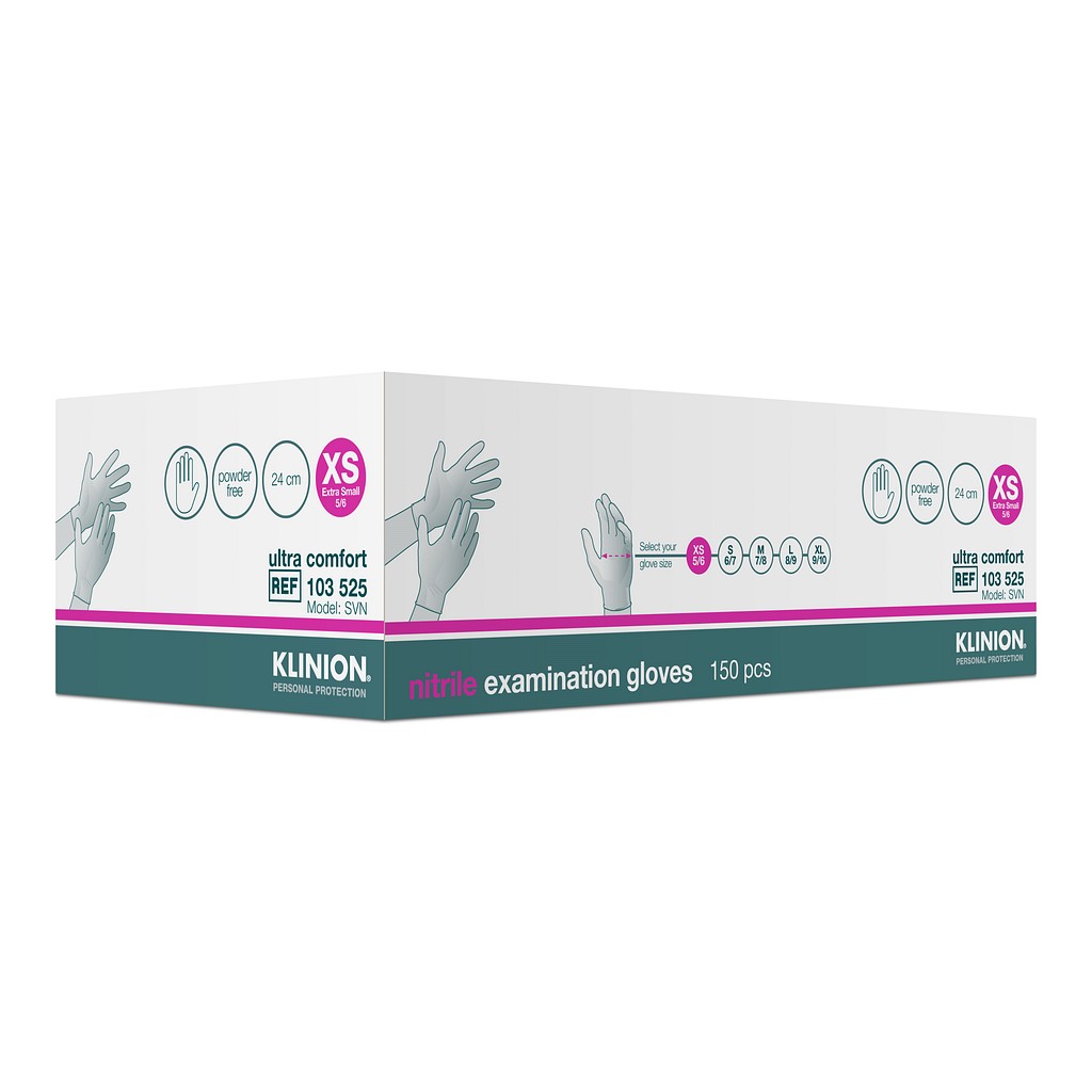 Klinion Protection Ultra Comfort, nitrilhandske, hvid,  PF, x-small
