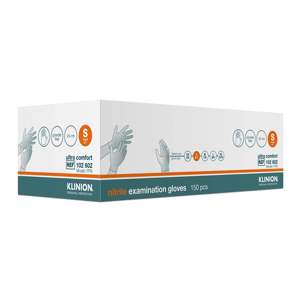 Klinion Protection Ultra Comfort, nitrilhandske, hvid,  PF, small