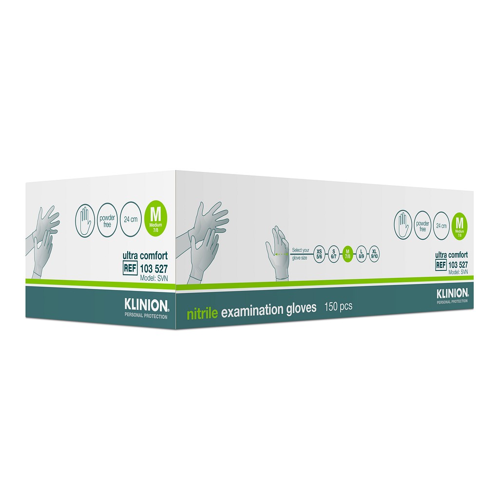 Klinion Protection Ultra Comfort, nitrilhandske, hvid, PF, medium