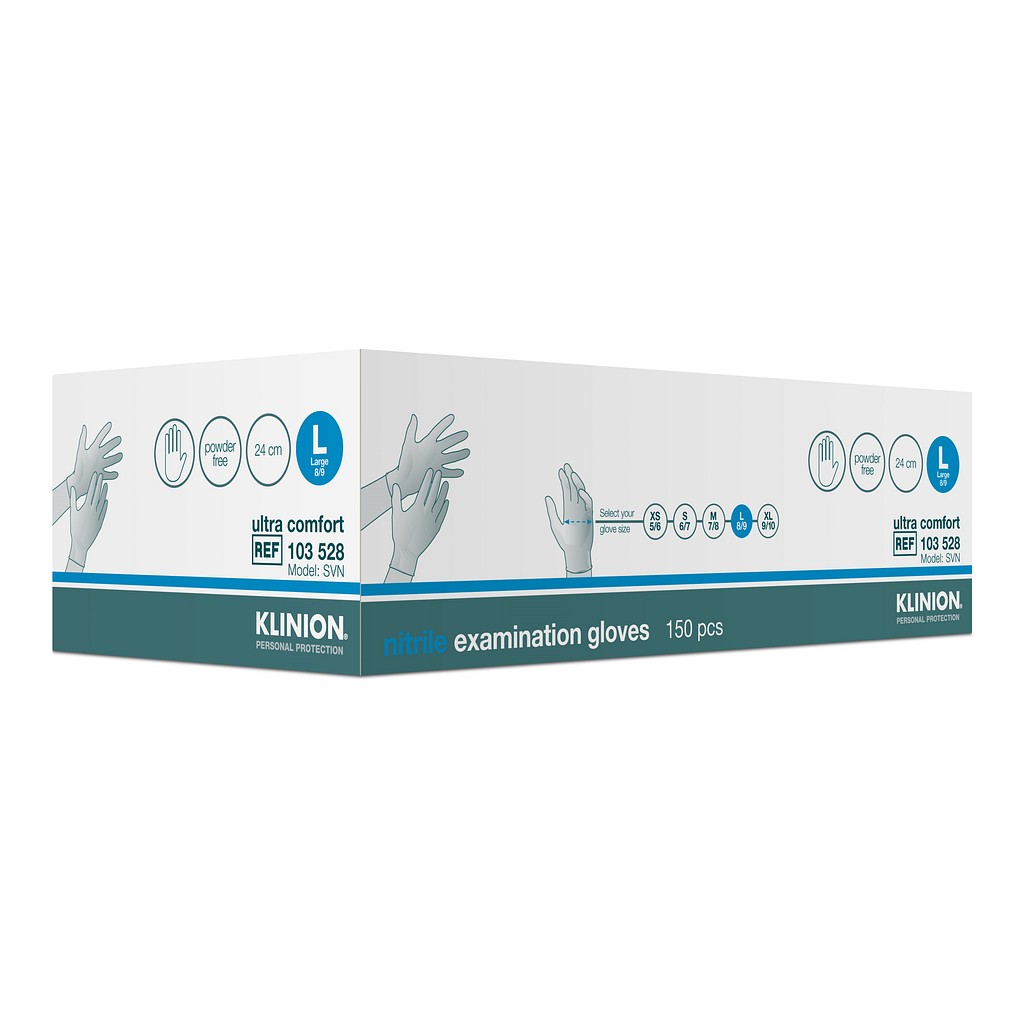 Klinion Protection Ultra Comfort, nitrilhandske, hvid, PF, large