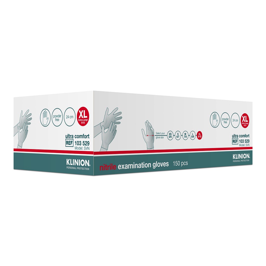 Klinion Protection Ultra Comfort, nitrilhandske, hvid, PF, x-large