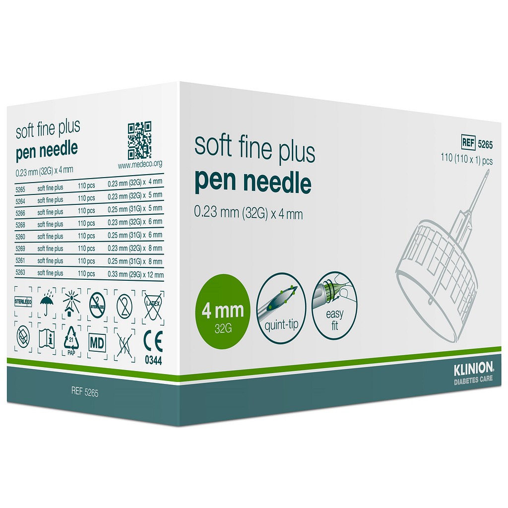 Klinion 5-bevel, Soft fine plus penkanyle, steril, 4 mm x 0,23 mm (32G)