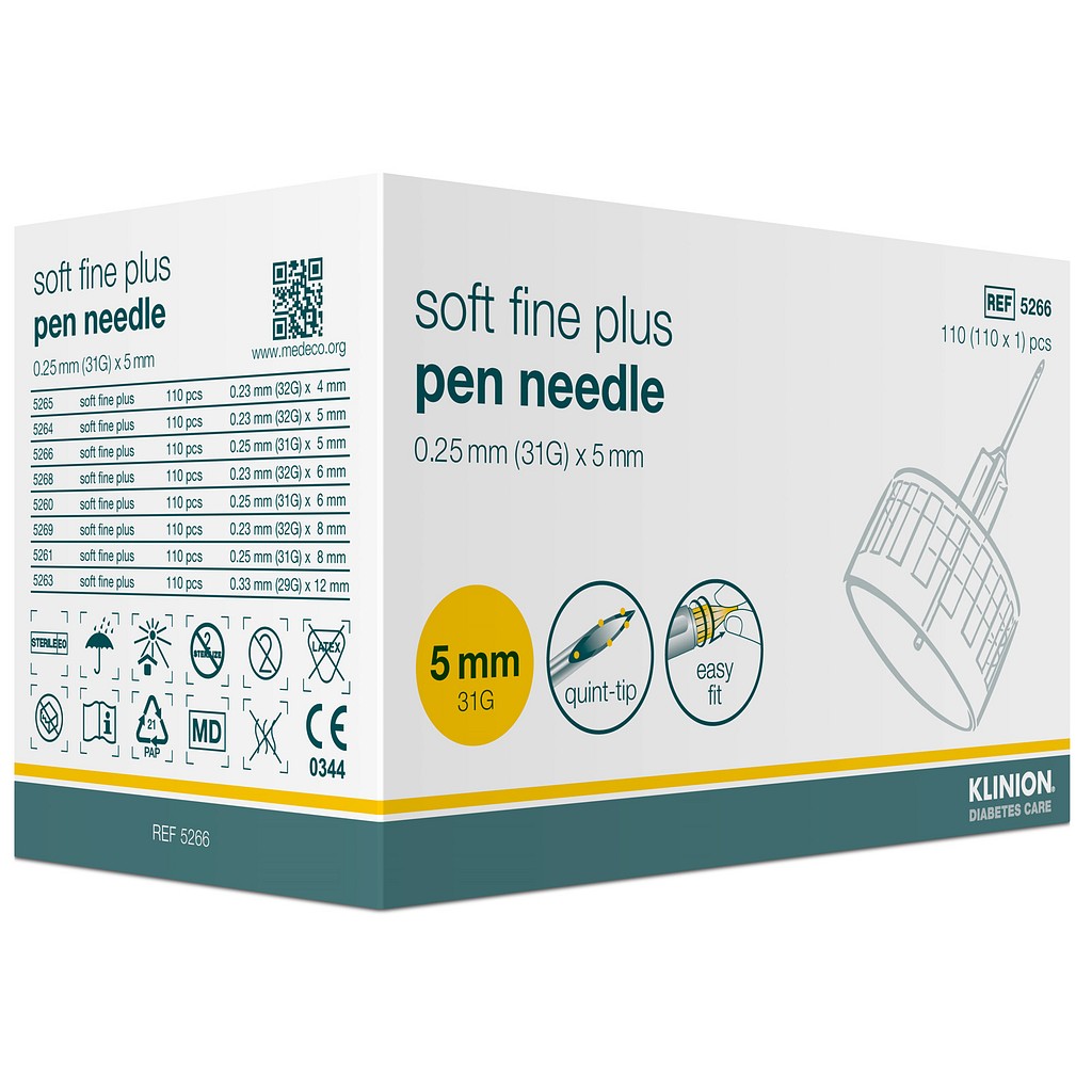 Klinion 5-bevel, Soft fine plus penkanyle, steril, 5 mm x 0,25 mm (31G)