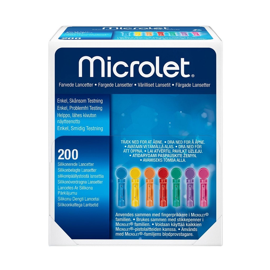 MicroLet, lancetter ass. farver, steril, 28G
