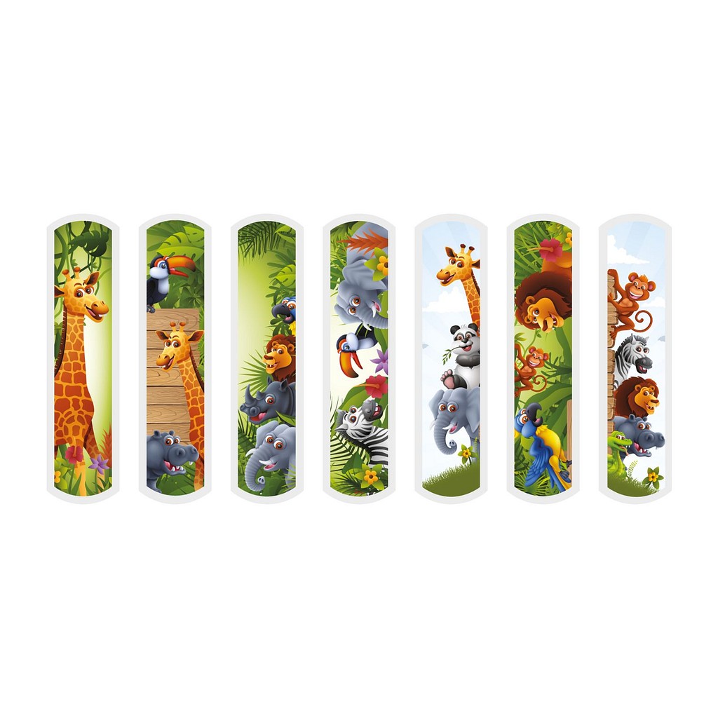 Kliniplast Kids, børneplaster med junglemotiv, 19 mm x 76 mm