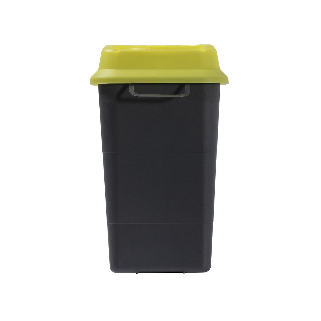 Sharpsafe genbrugsplast, kanylebeholder, firkantet, bred, med låg, gul/grå, 7 l