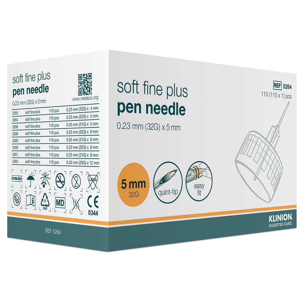Klinion 5-bevel, Soft fine plus penkanyle, steril, 5 mm x 0,23 mm (32G)