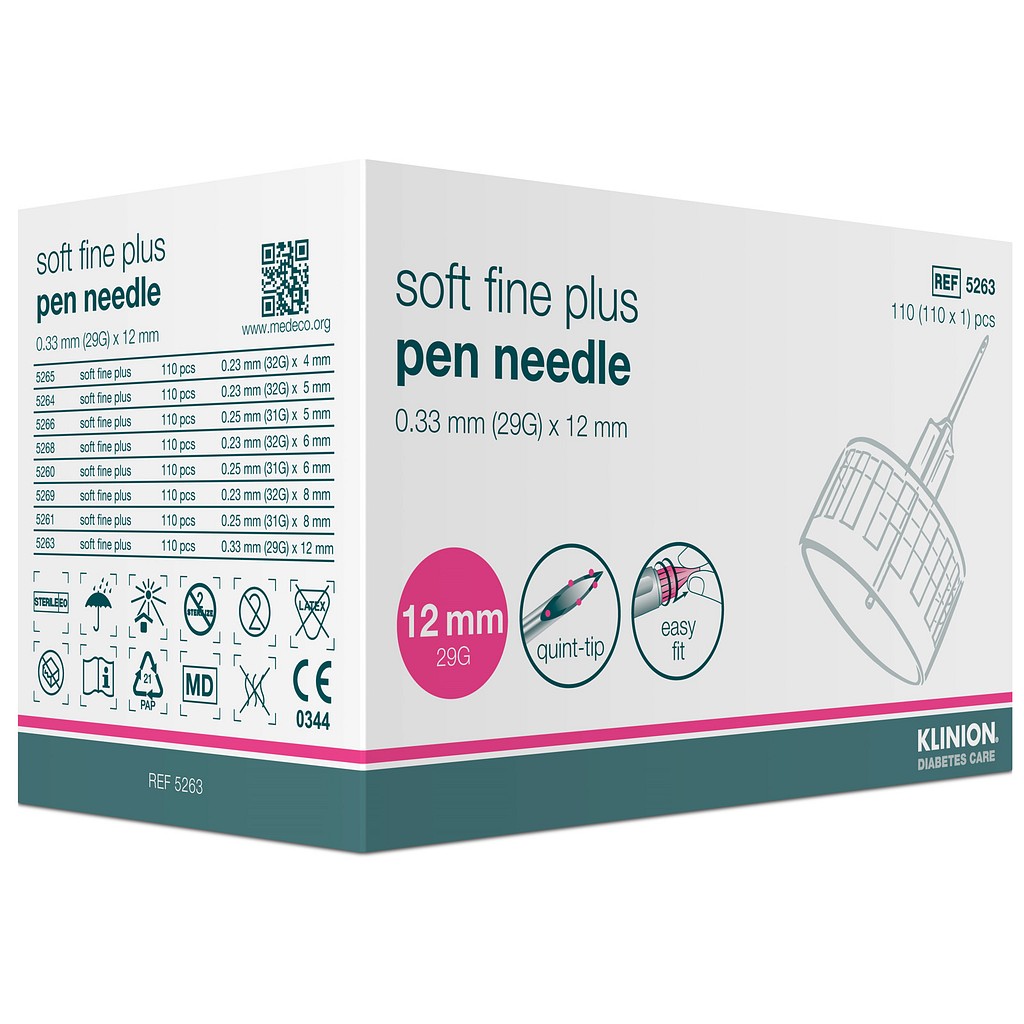 Klinion 5-bevel, Soft fine plus penkanyle, steril, 12 mm x 0,33 mm (29G)
