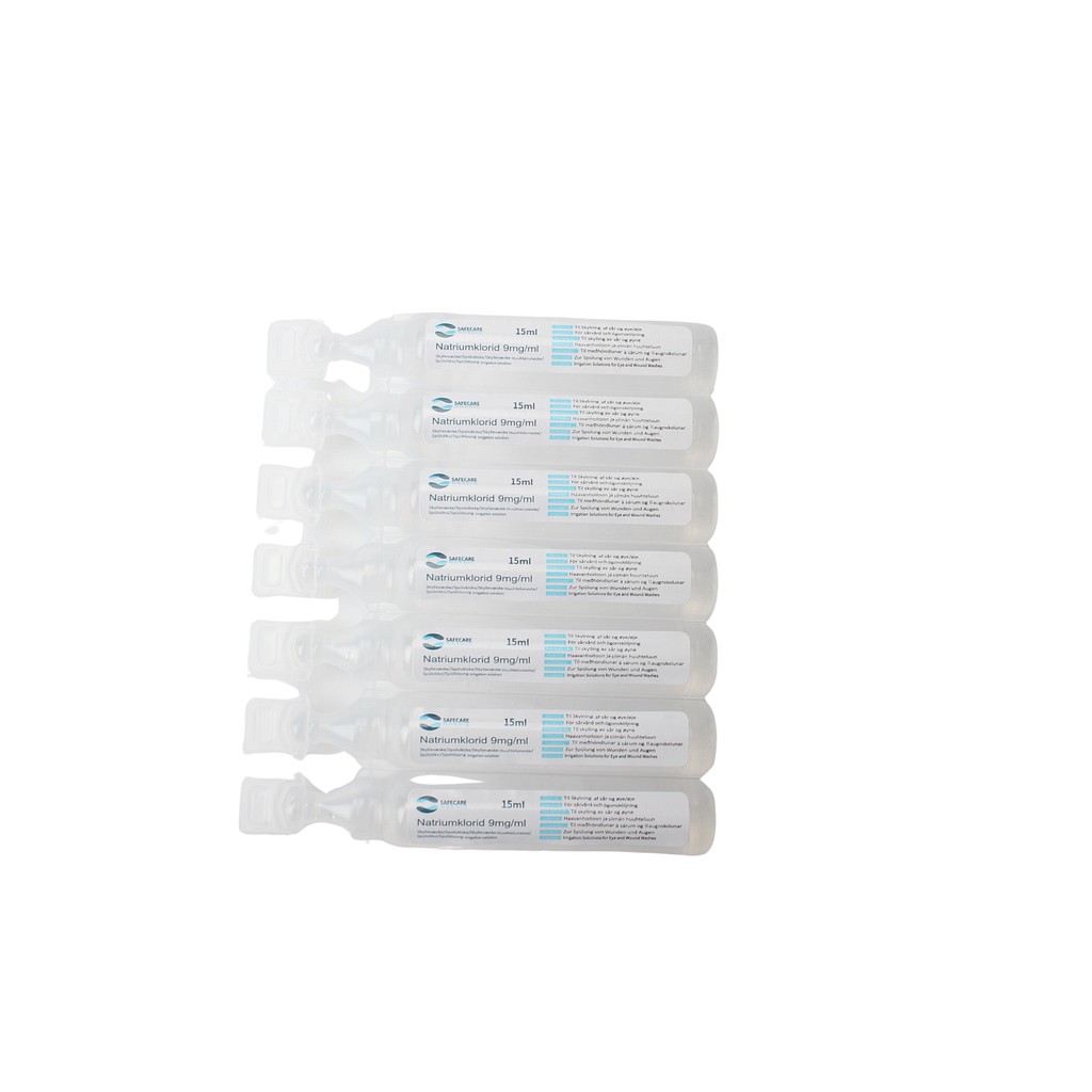 Safecare Nordic, steril skyllevæske, NaCL 0,9% i pipetteflaske, 15 ml