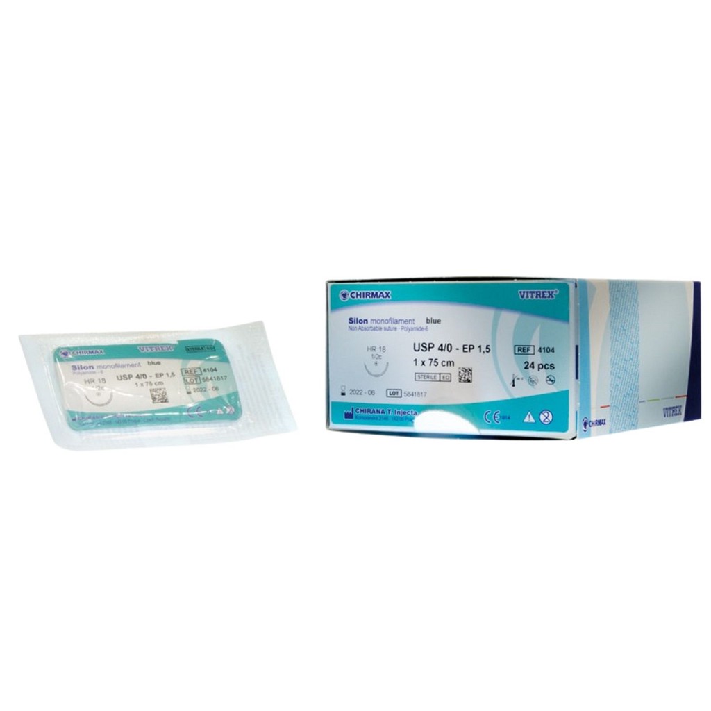 Vitrex Silon Monofilament, sutur, blå, DS 25, 75 cm, steril, 5-0