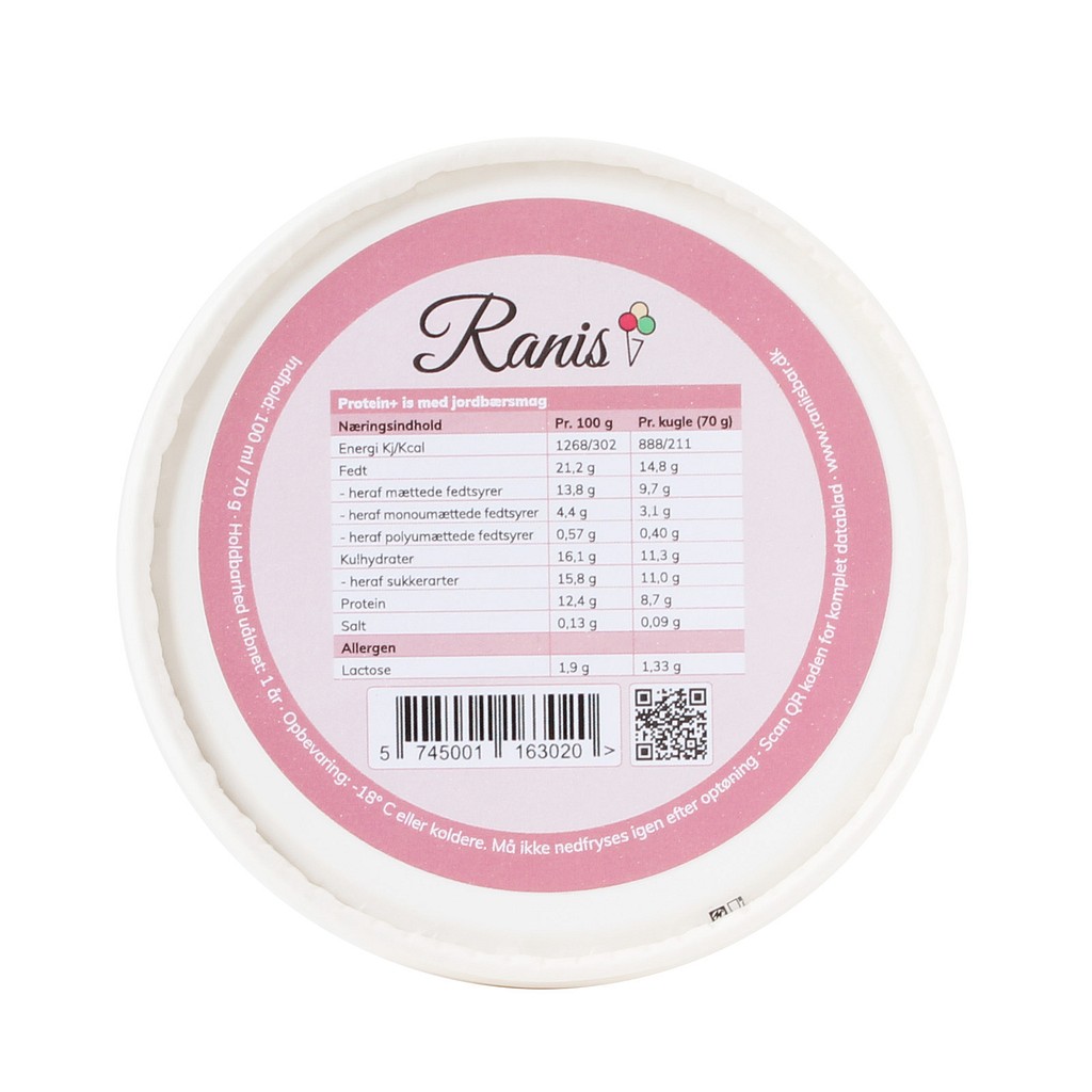 Ranis protein+, is, jordbær, 70 g