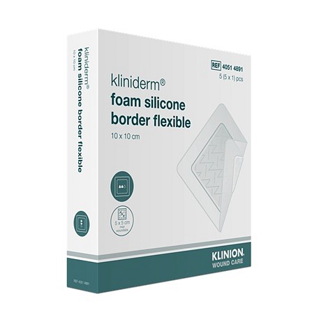 Kliniderm Foam Silikone Border, Flexible, steril, 10 x 10 cm