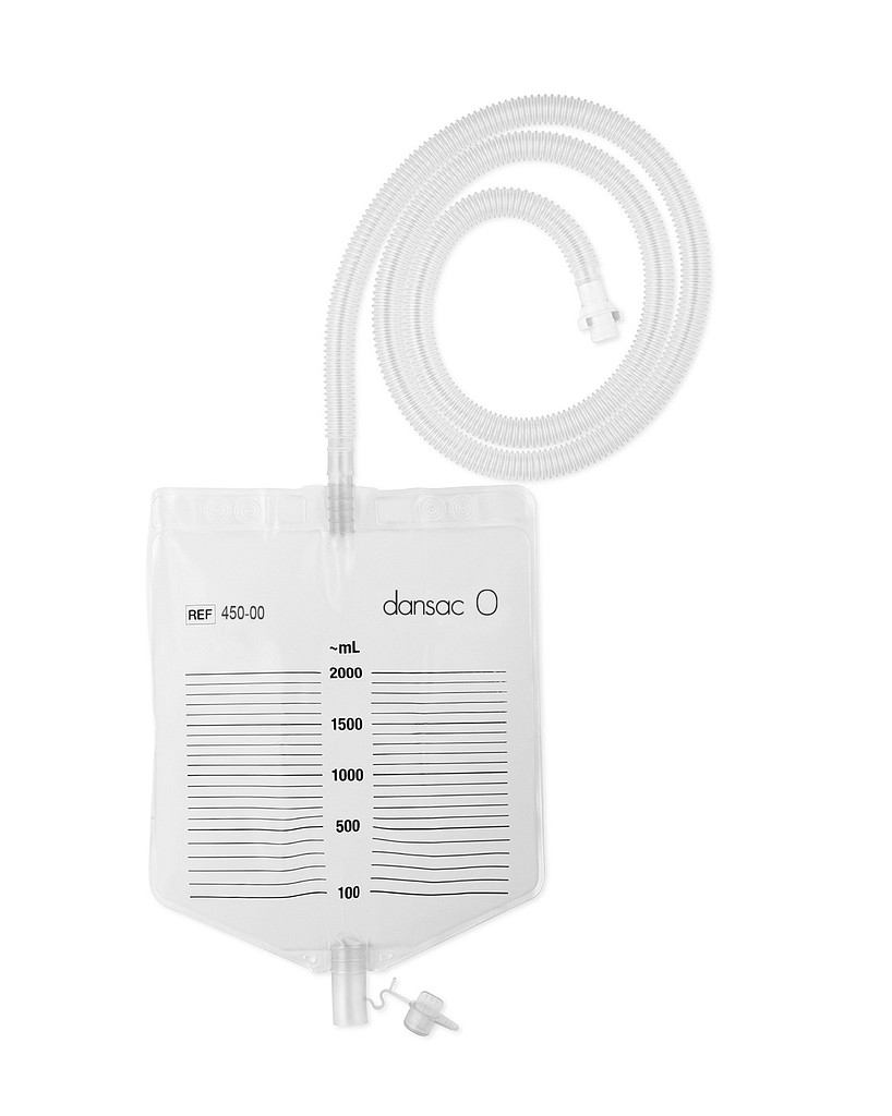 NovaLife High output drænagepose 2000 ml, klar, 152 cm slange