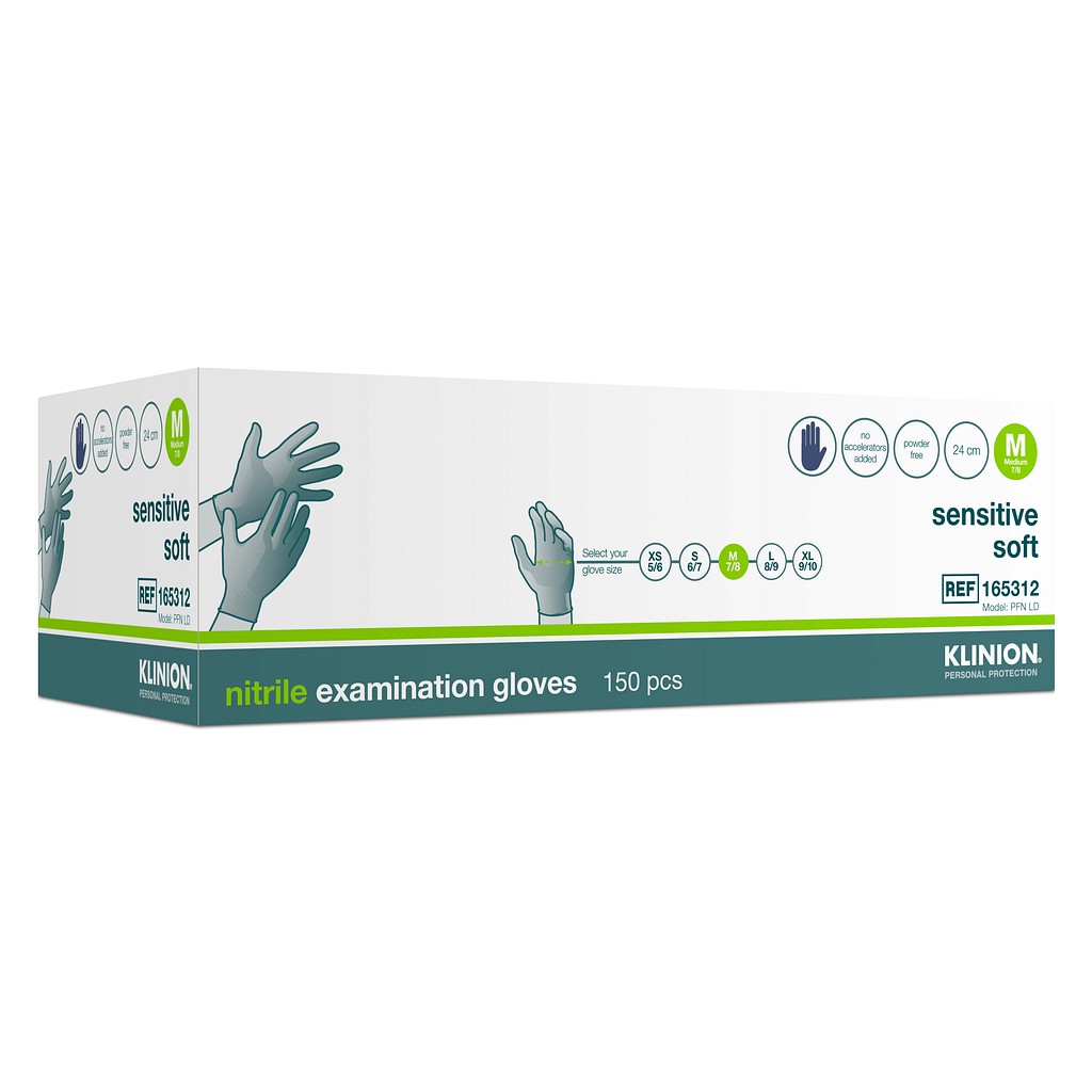 Klinion Protection Sensitive, nitrilhandske, acc free, berryblue, PF, Medium
