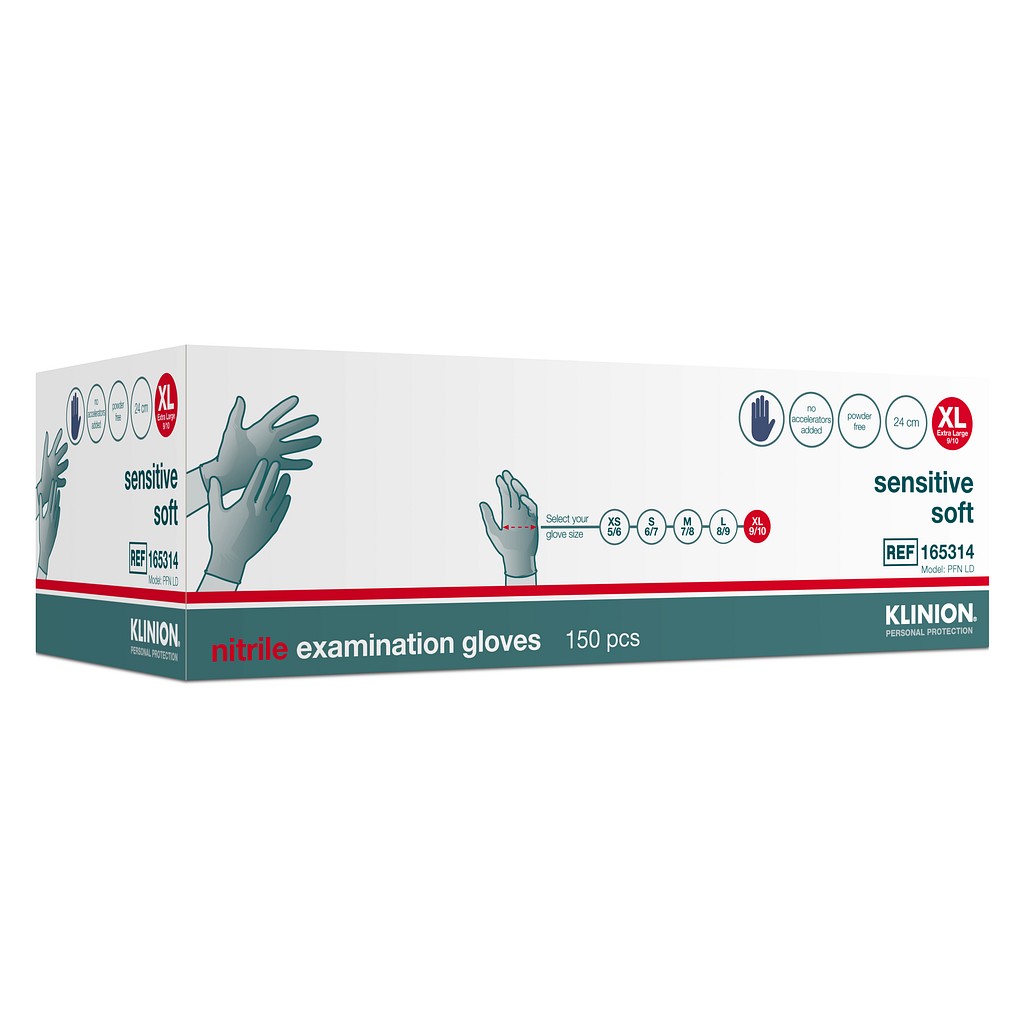 Klinion Protection Sensitive, nitrilhandske, acc free, berryblue, PF, X-large