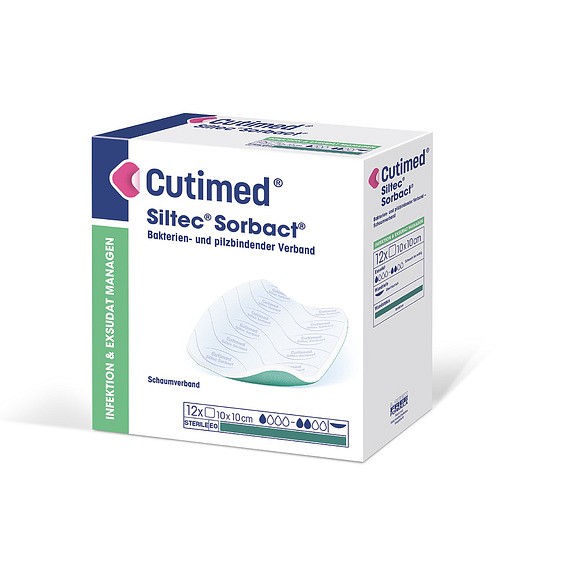 Cutimed Siltec Sorbact 10x10 cm, S