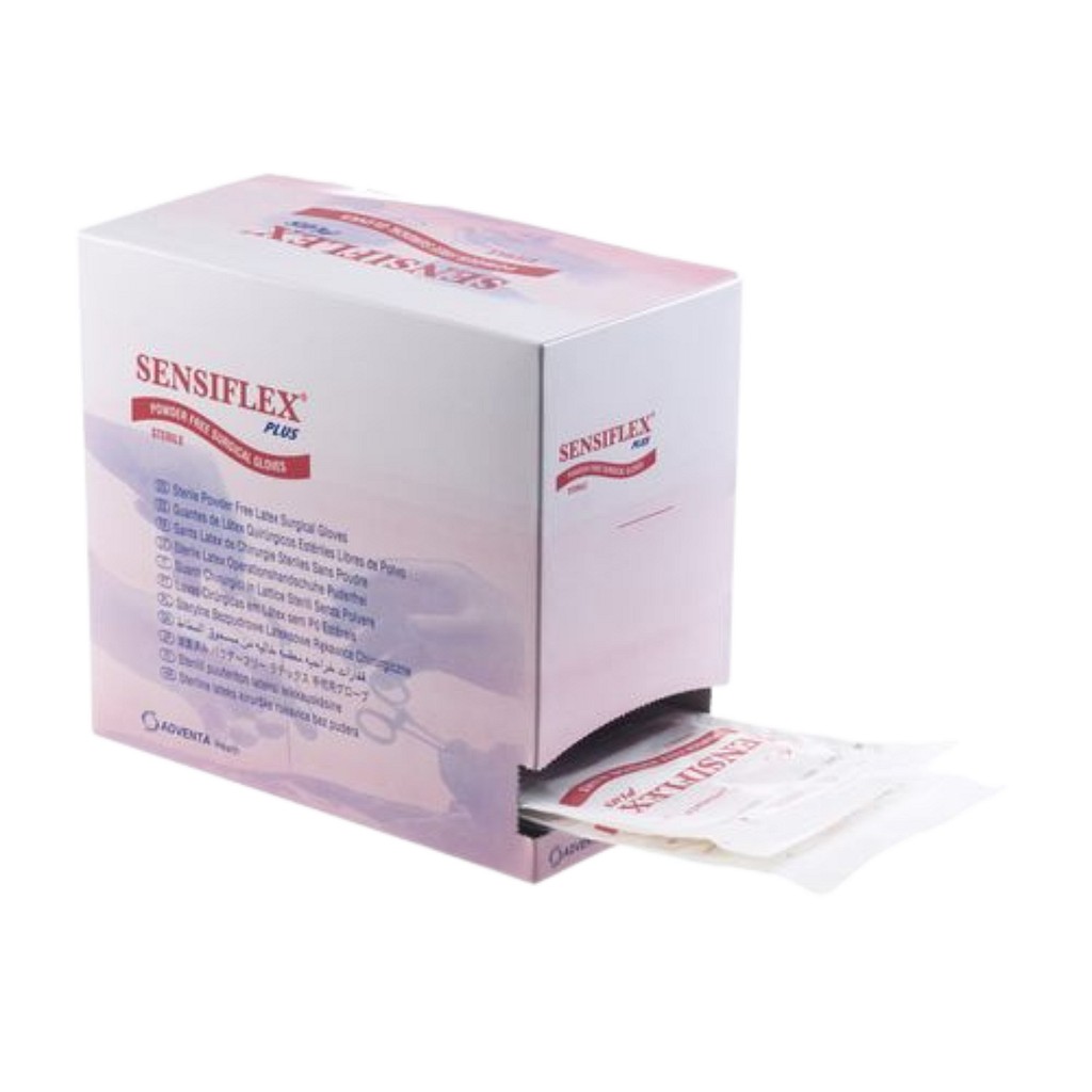 Sensiflex Plus latex, op handske, pudderfri, hvid, str 9