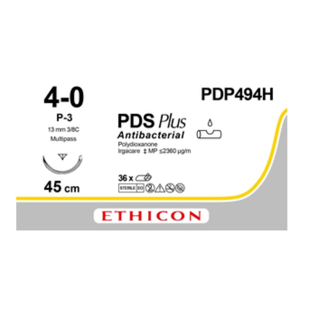 Ethicon PDS Plus sutur, ufarvet, 45 cm, P3 nål, steril, 4-0