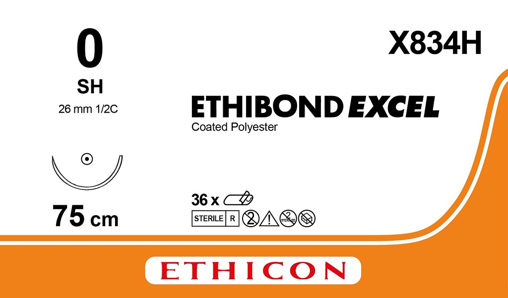 Ethicon Ethibond Excel, sutur, grøn, 75 cm, SH-1 nål, steril, 0