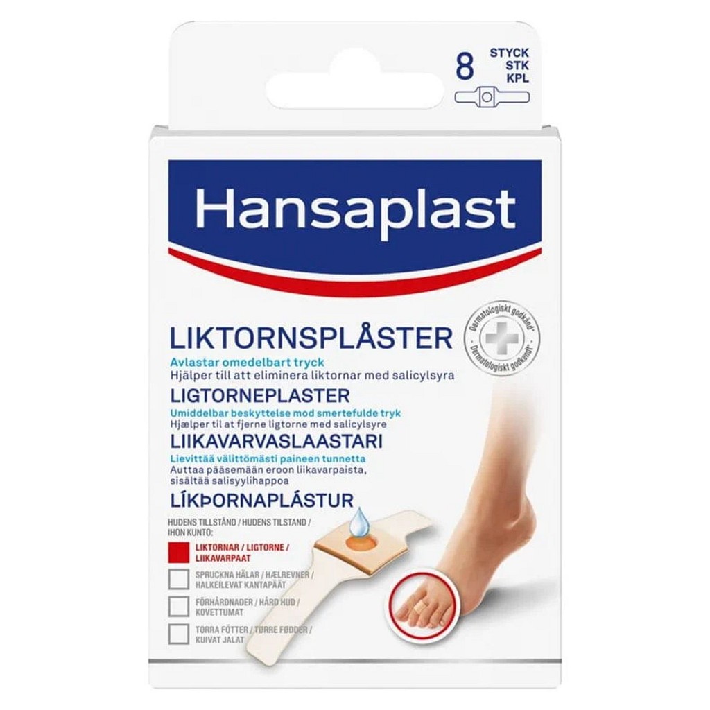Hansaplast Cornina, ligtorneplaster med 0,04gr. salicylsyre pr. plaste, 1,9 cm x 6,8 cm