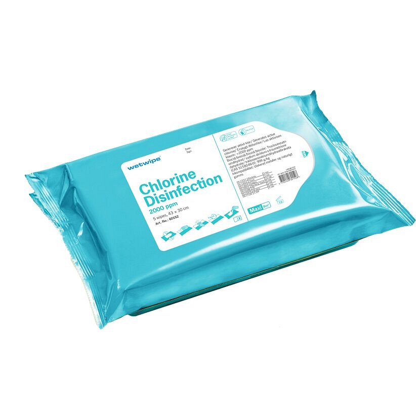 Wet Wipe, desinfektion med klor, maxi, 43 cm x 30 cm