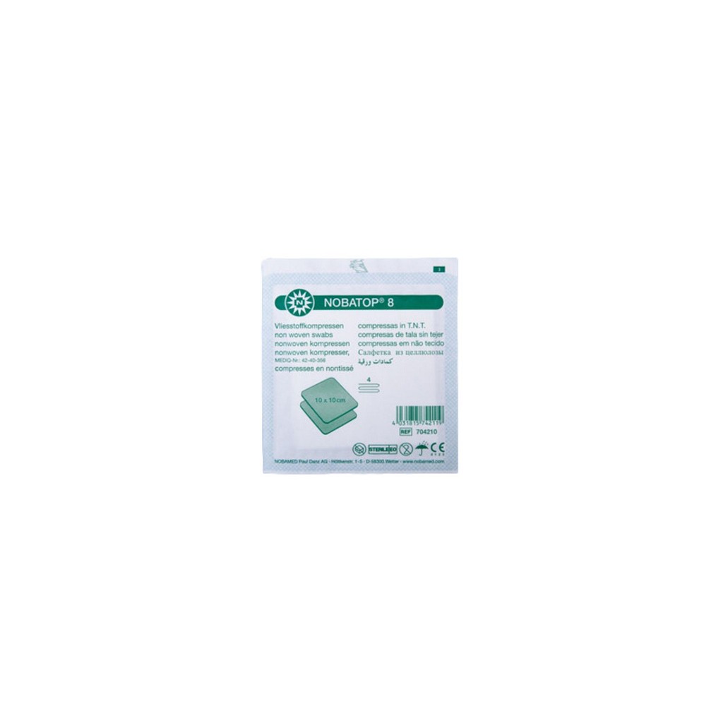 Nobatop, kompres, non woven, brev a 2 stk., steril, 10 cm x 10 cm