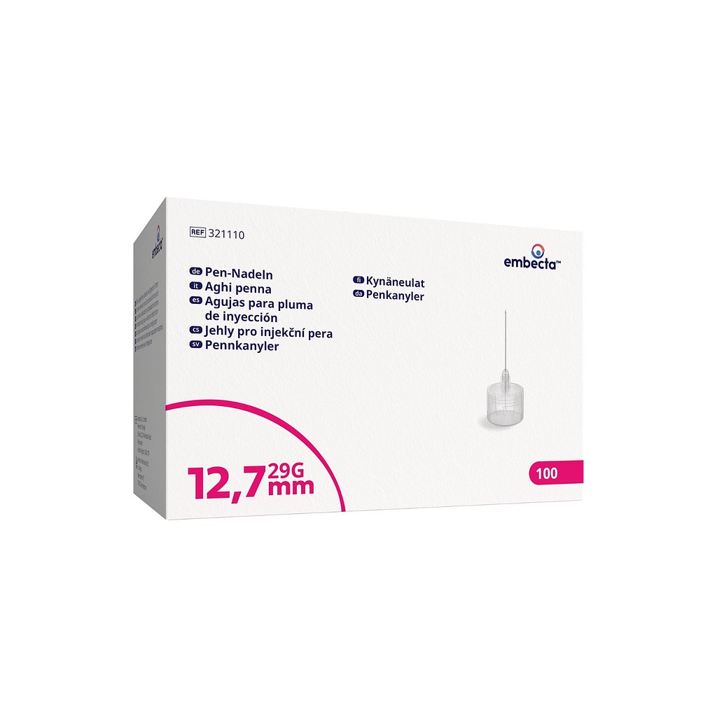 embecta, penkanyle, steril, 12,7 mm (29G)