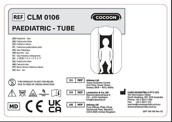 Cocoon Varmetæppe Pædiatrisk Tube-varmetæppe Størrelse: 62 × 125 cm Slangetilslutninger: 1
