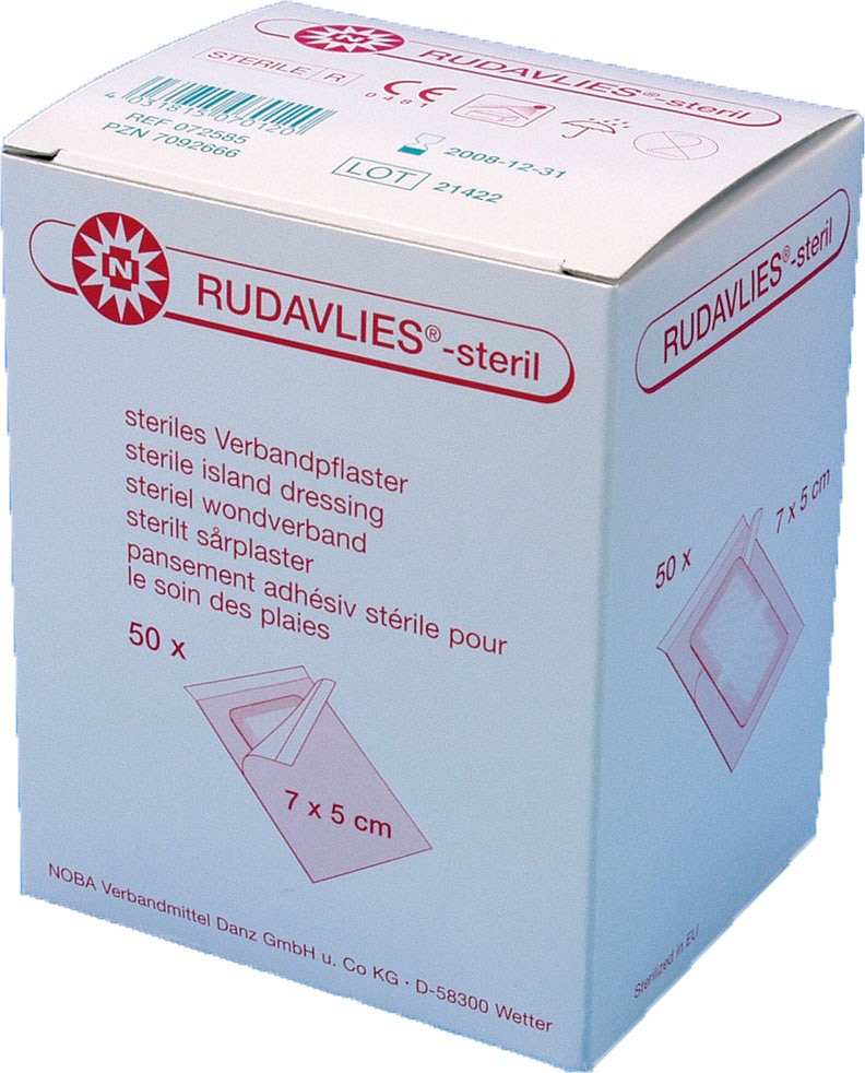 Rudavlies, plaster med sårpude 2,3x5cm, steril, 5 cm x 7 cm