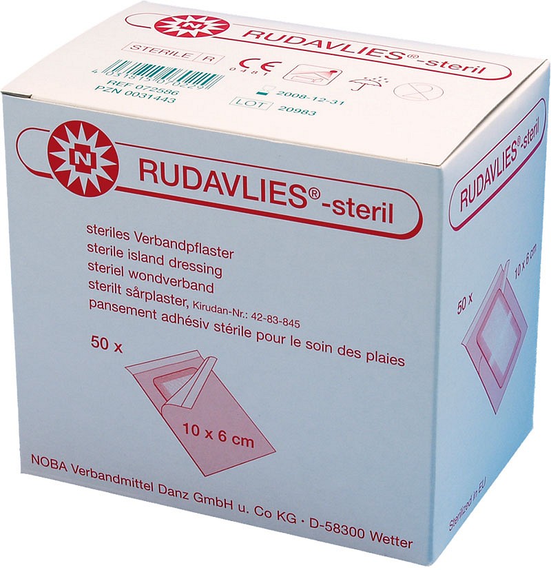 Rudavlies, plaster med sårpude 2,3x5cm, steril, 6 cm x 10 cm