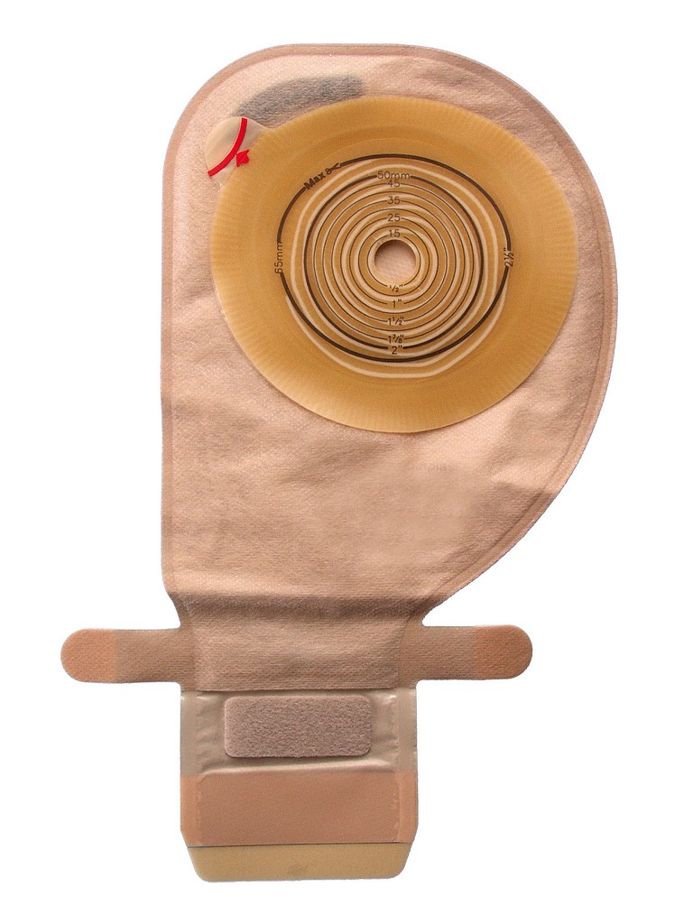 Assura Plus, 1-dels ileo.pose, Mini, Hide-Away filter, beige, Ø 12 - 50x65 mm