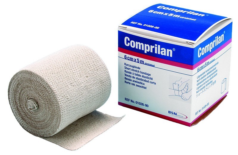 Comprilan, kortstræksbind, 100 % bomuld, 10 cm x 5 m