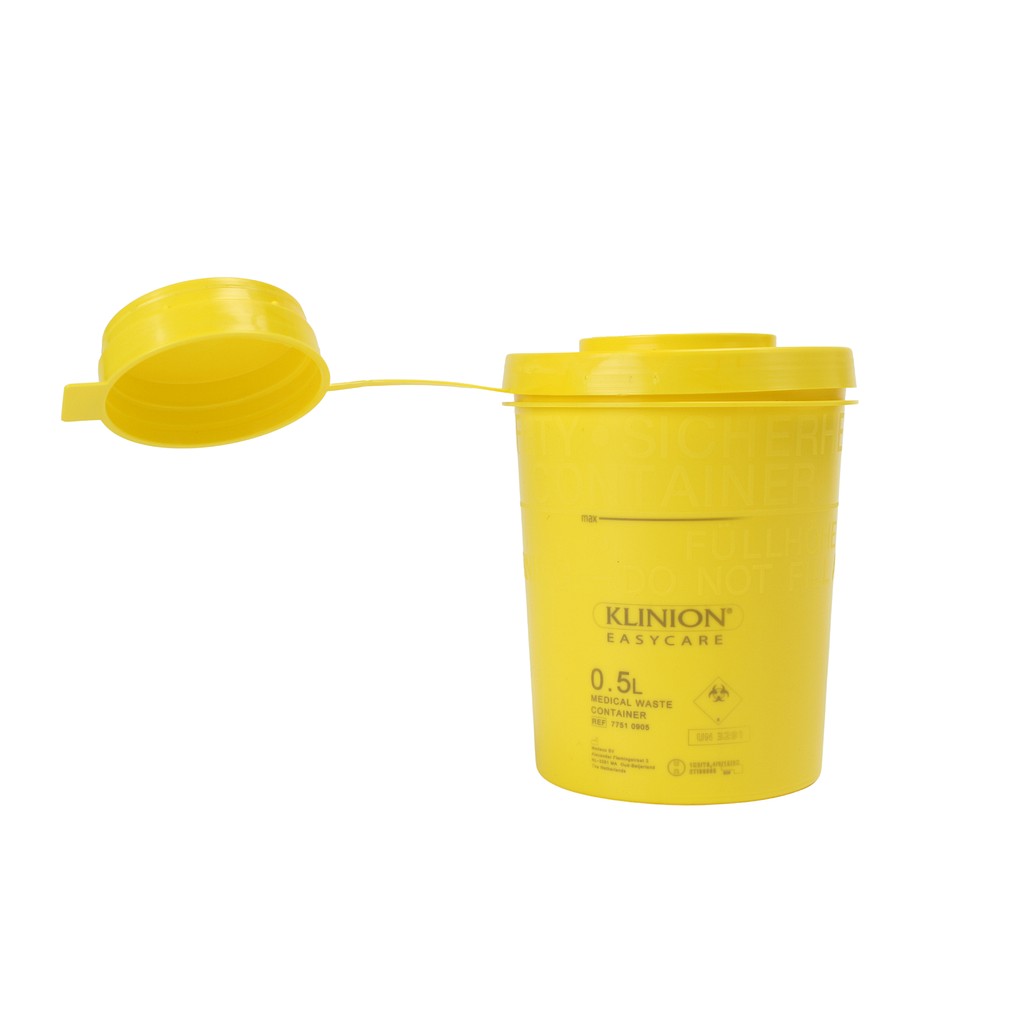 Klinion Easycare, kanylebeholder, gul med kanyleaftræk UN godkendt, 500 ml
